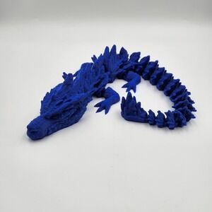 3D Printed Articulated‎ Rock Dragon Toy Fantasy Fun Display Large Movable Blue